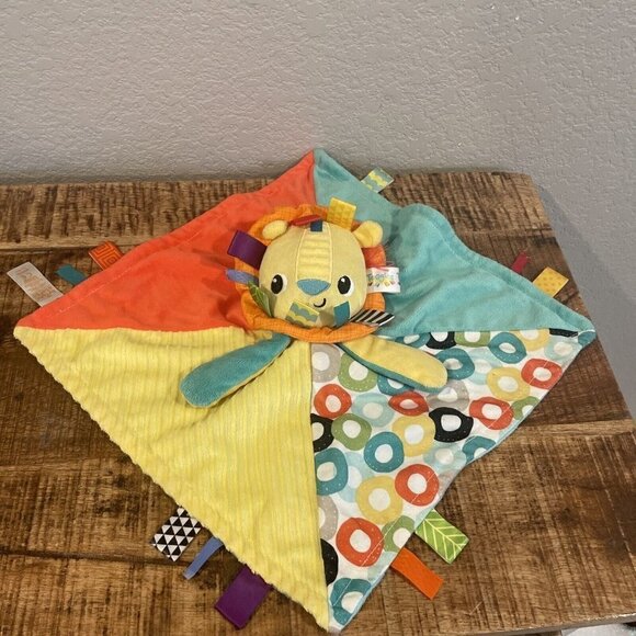 Taggies Bright Star Plush Lion Lovey 14" Square Security Blanket Baby Crib Toy - Picture 3 of 8